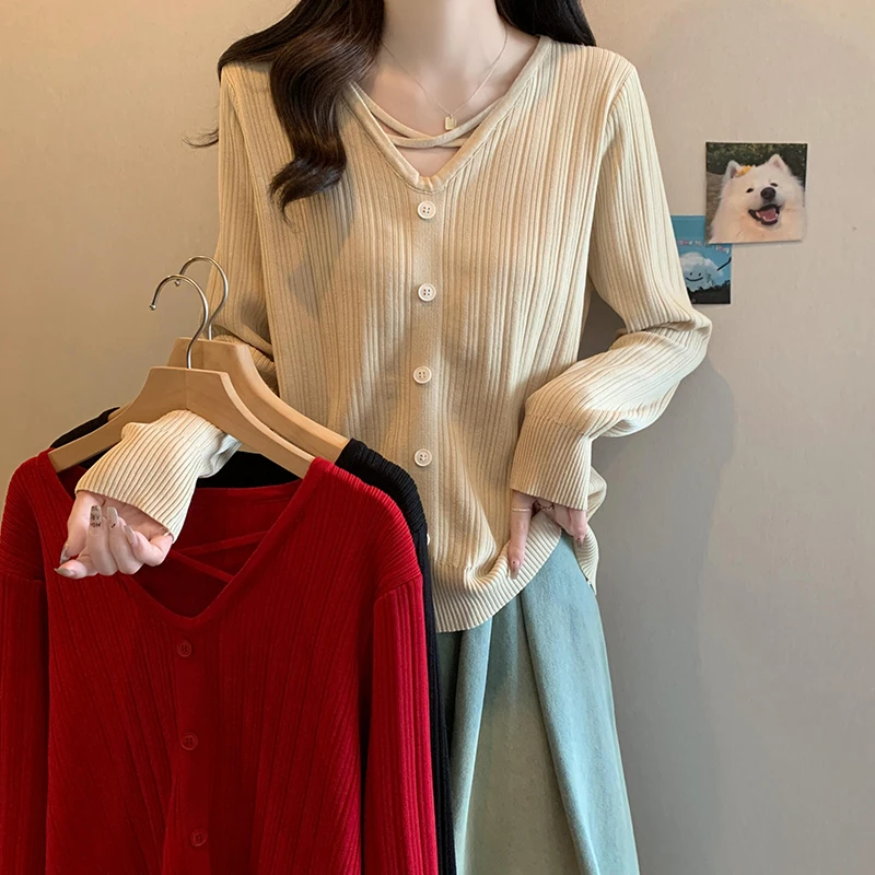 8187福利现货大码女装2024秋冬季新款时尚宽松百搭设计感针织衫