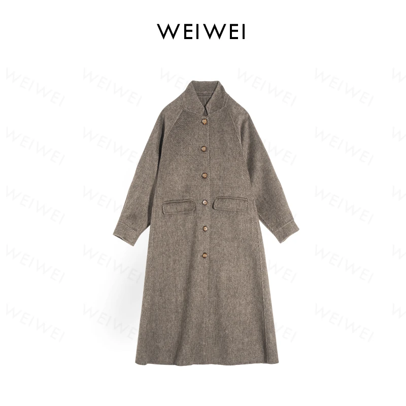 ”米兰秀”14.5微米绵羊毛大衣jxs091灰咖色