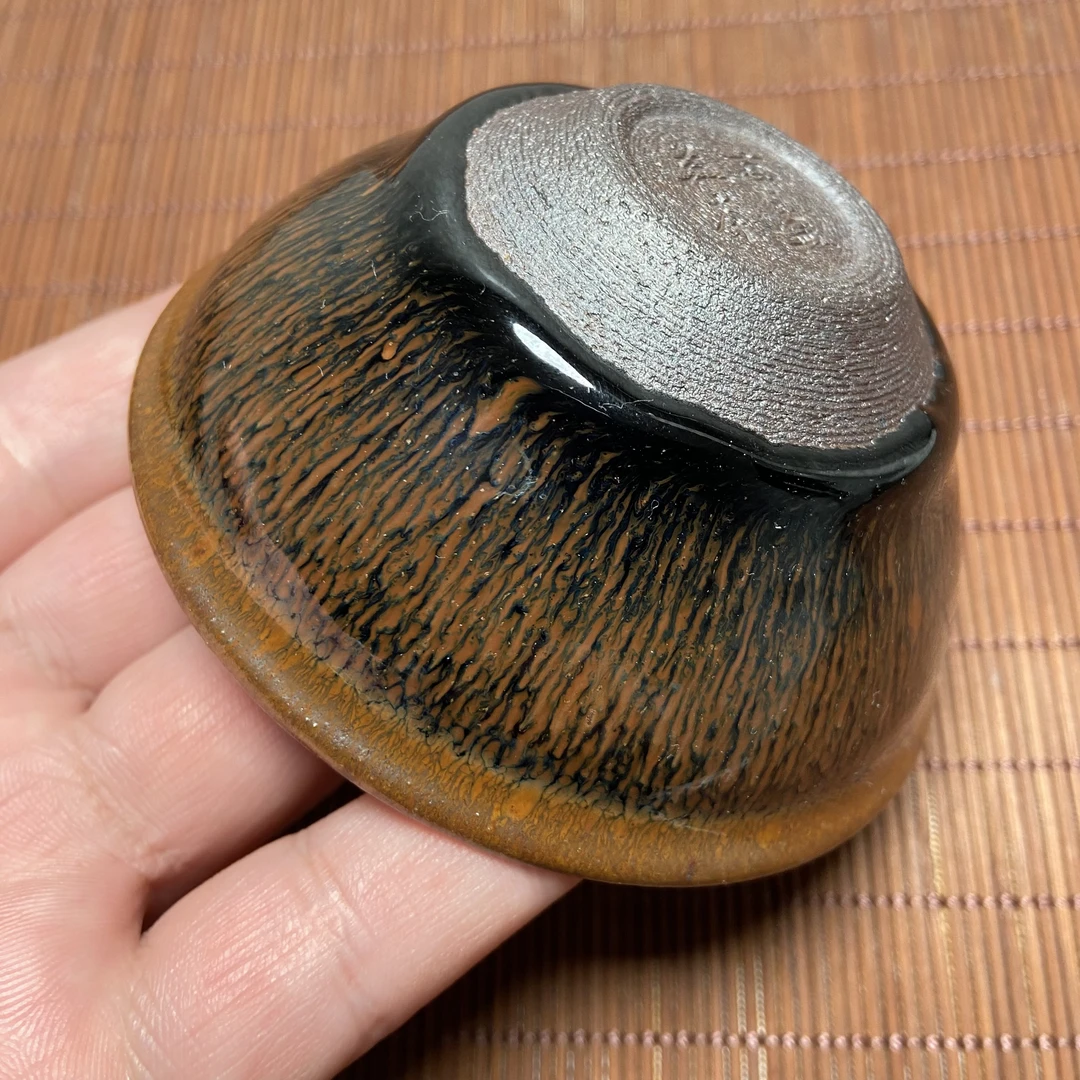 【无足官帽金兔毫】建窑建盏 通天龙窑自然还原 全手工坯 铁胎原矿