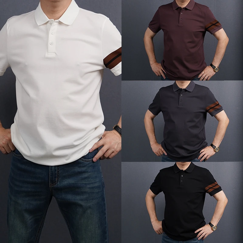 【015】佤沙服饰夏季新款经典纯色休闲百搭男士商务休闲POLO