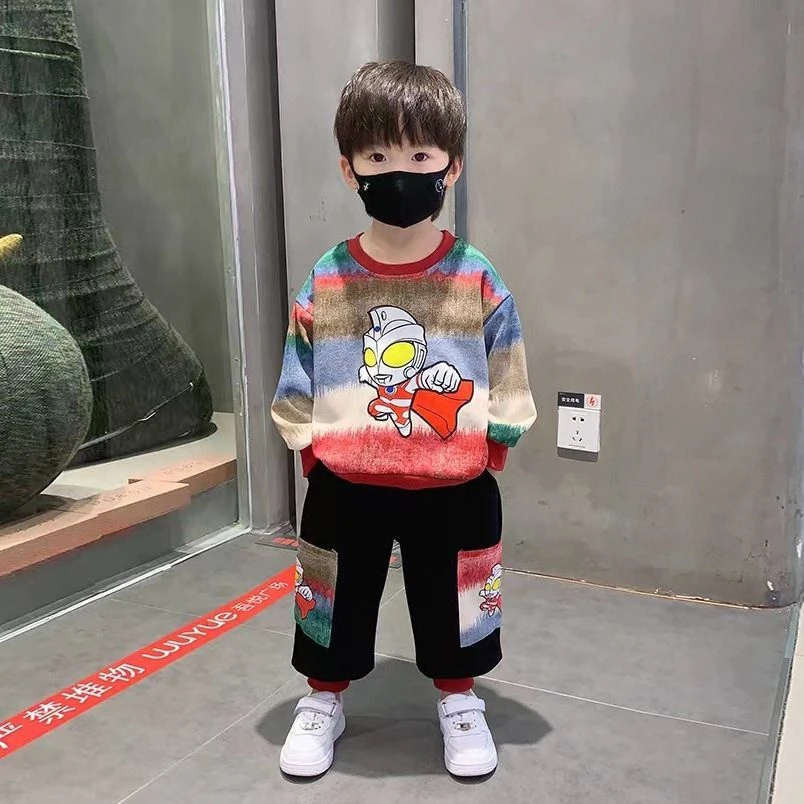 男孩秋款奥特曼卫衣秋季套装2025新款儿童潮酷衣服宝宝帅气两件套