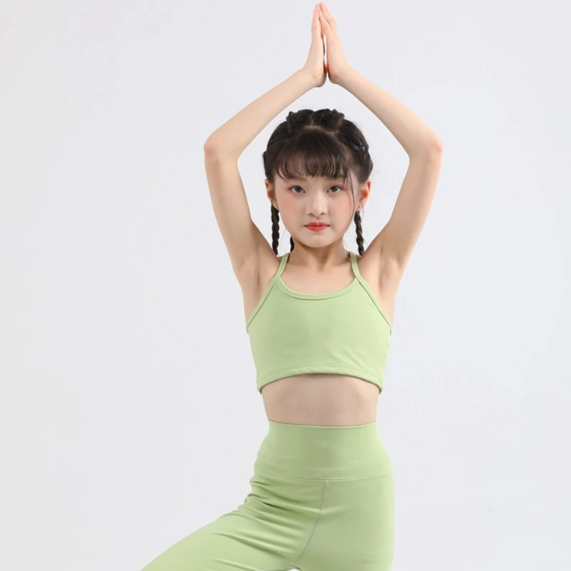 高端锦纶裸感儿童瑜伽服套装美背吊带速干舞蹈训练运动健身服时尚
