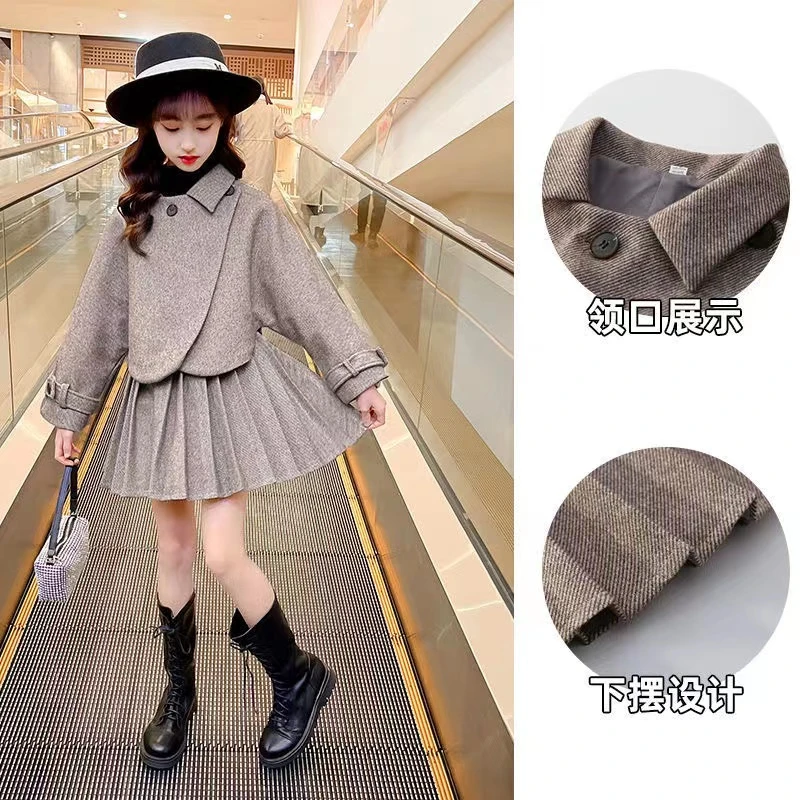 童装春秋外套儿童洋气女童女童洋气儿童外套秋冬童装百褶裙子