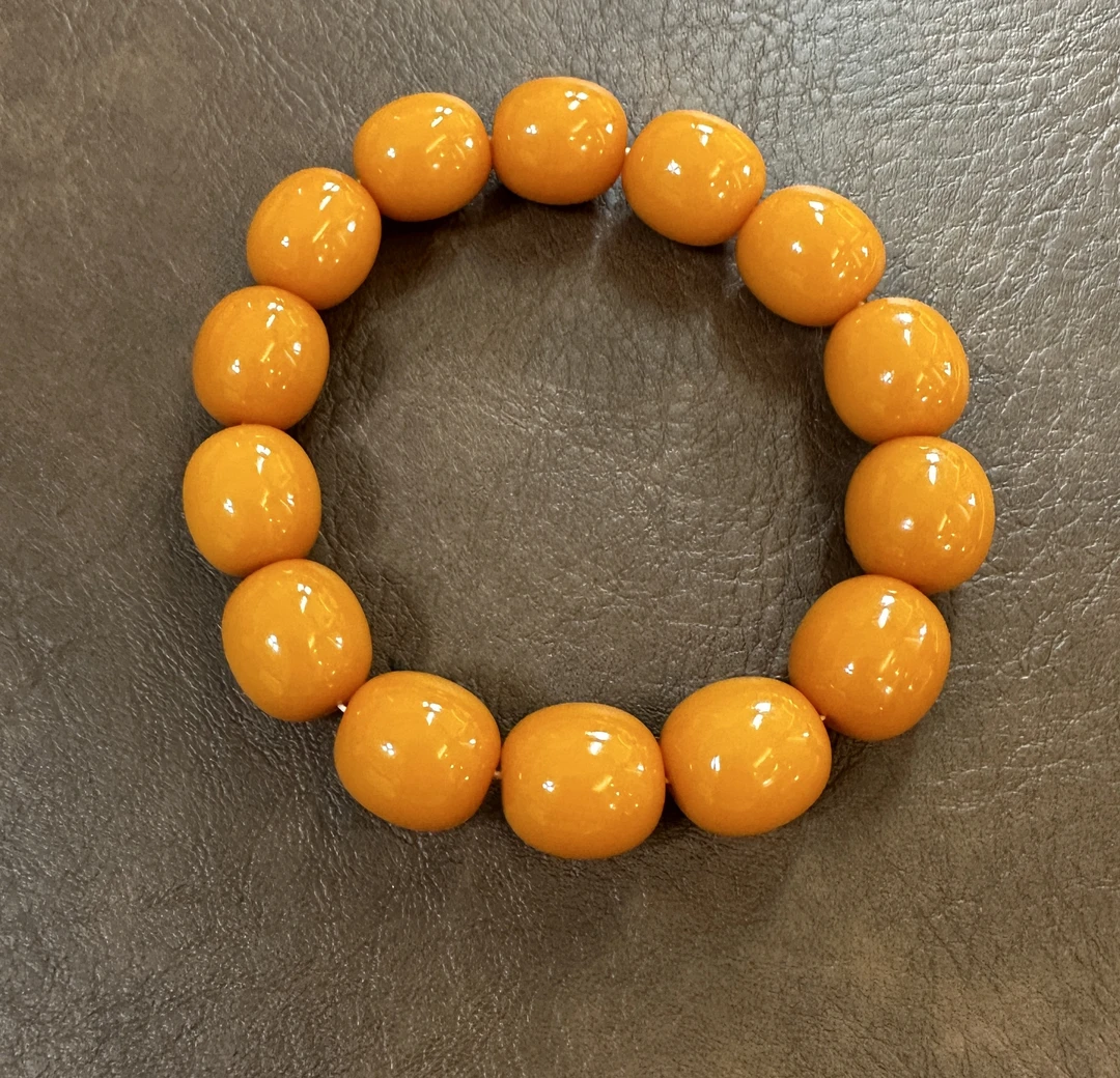 W015 古巴新密橘色枣珠手串14×15