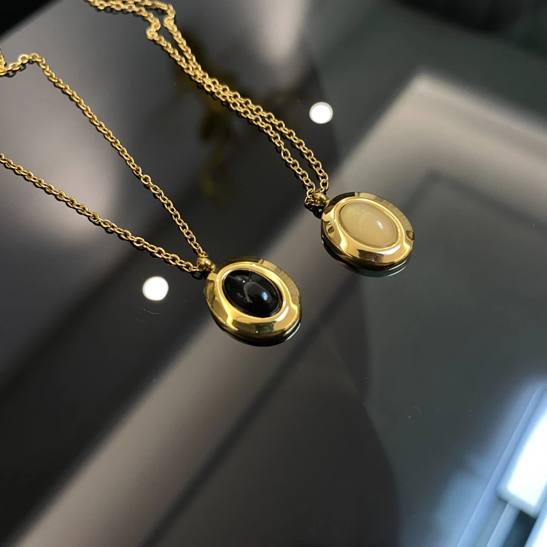 钛钢项链 椭圆时尚吊坠坠链项链JMT044-8