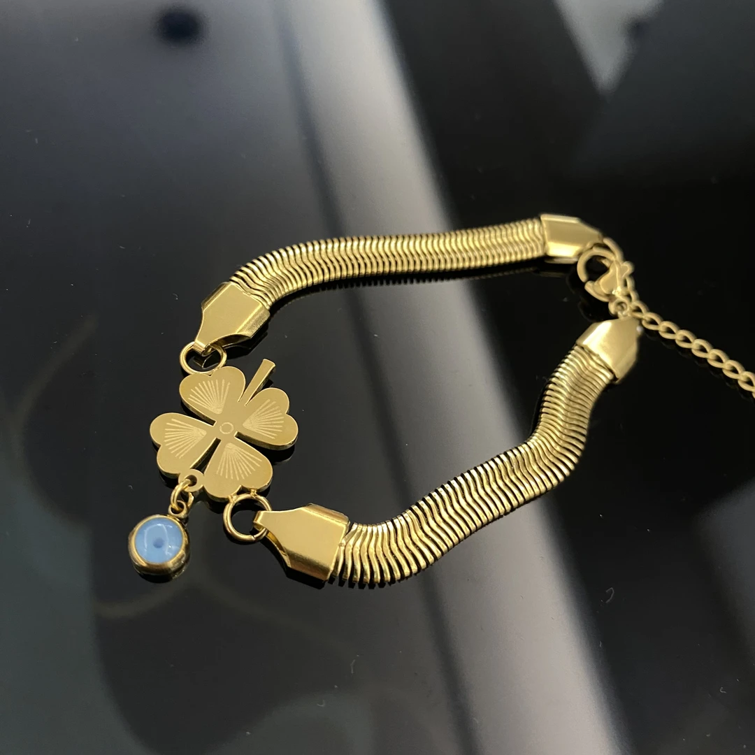 钛钢手链 爱心镭射叶子眼睛手链粗手链MC157-5