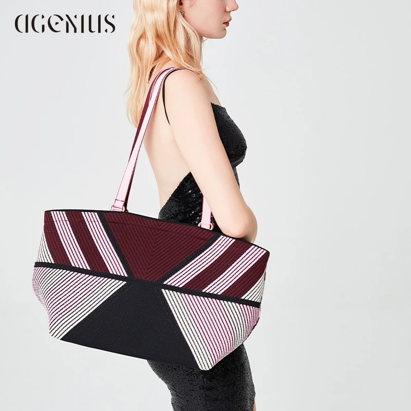 DGENIUS托特包包女2024新款大容量设计感飞织通勤小众手提腋下包