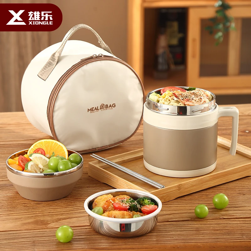 真空304不锈钢快餐杯学生上班族打饭带饭餐碗保温饭盒带汤带粥碗