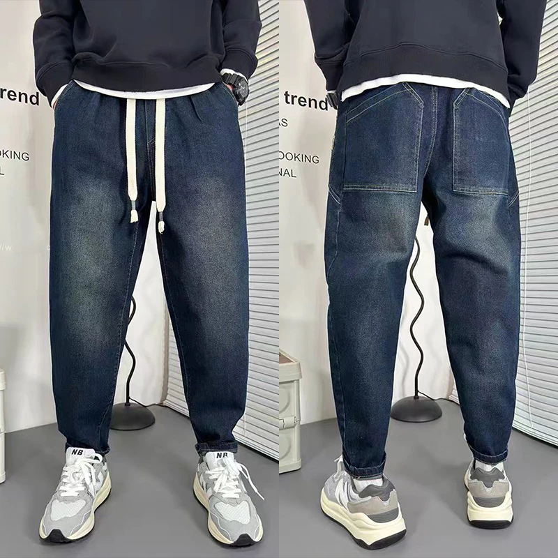 牛仔裤男宽松高街复古秋冬新款阔腿显瘦牛仔裤痞帅潮流直筒裤水洗