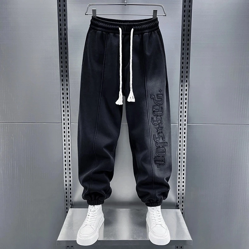 2025秋冬新款潮牌字母渐变色男士运动裤宽松束脚百搭大码休闲卫裤