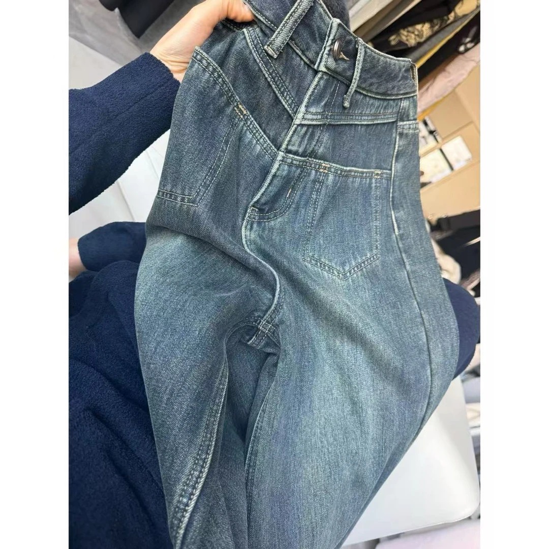 徐秋阳  口袋加绒牛仔裤  百搭时尚休闲设计感显瘦牛仔裤7230-