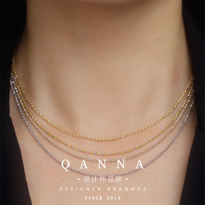 QANNA【严选】18K金意大利切面工艺项链超闪可调节毛衣链AB0003