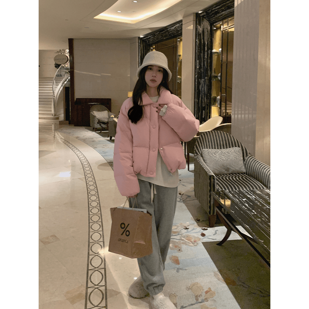 张贝贝 小奶豆 90白鸭绒 蓬松保暖短款羽绒服