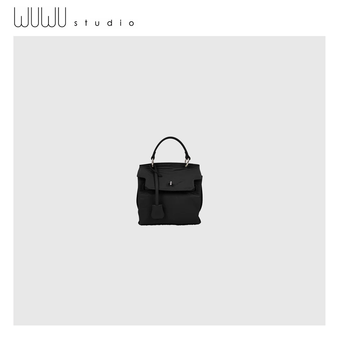 WUWU STUDIO 【凯莉包】小众手提拎挎手抓纹牛皮大容量斜挎包包63