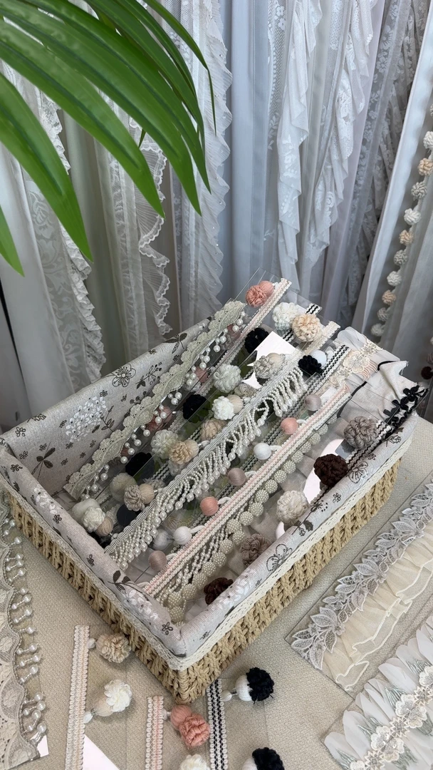 相君工艺新款提花窗纱手工亚克力花边小样26款