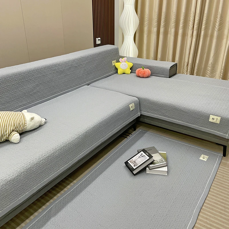 贵妃套餐轻奢夏款水洗棉沙发垫高档绣花简约防滑加厚抗皱坐垫