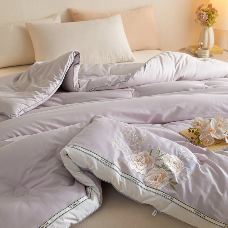 轻奢100S长绒棉绣花大豆棉冬被被子-梦雨