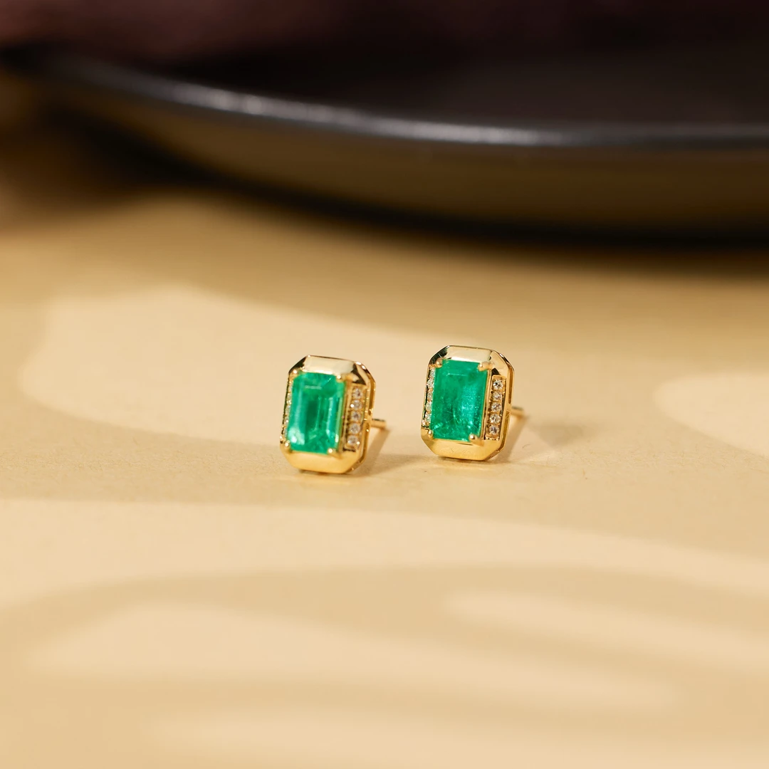 【玉峰珠宝丨安娜严选】祖母绿耳饰18K金【U8120】多样性发一