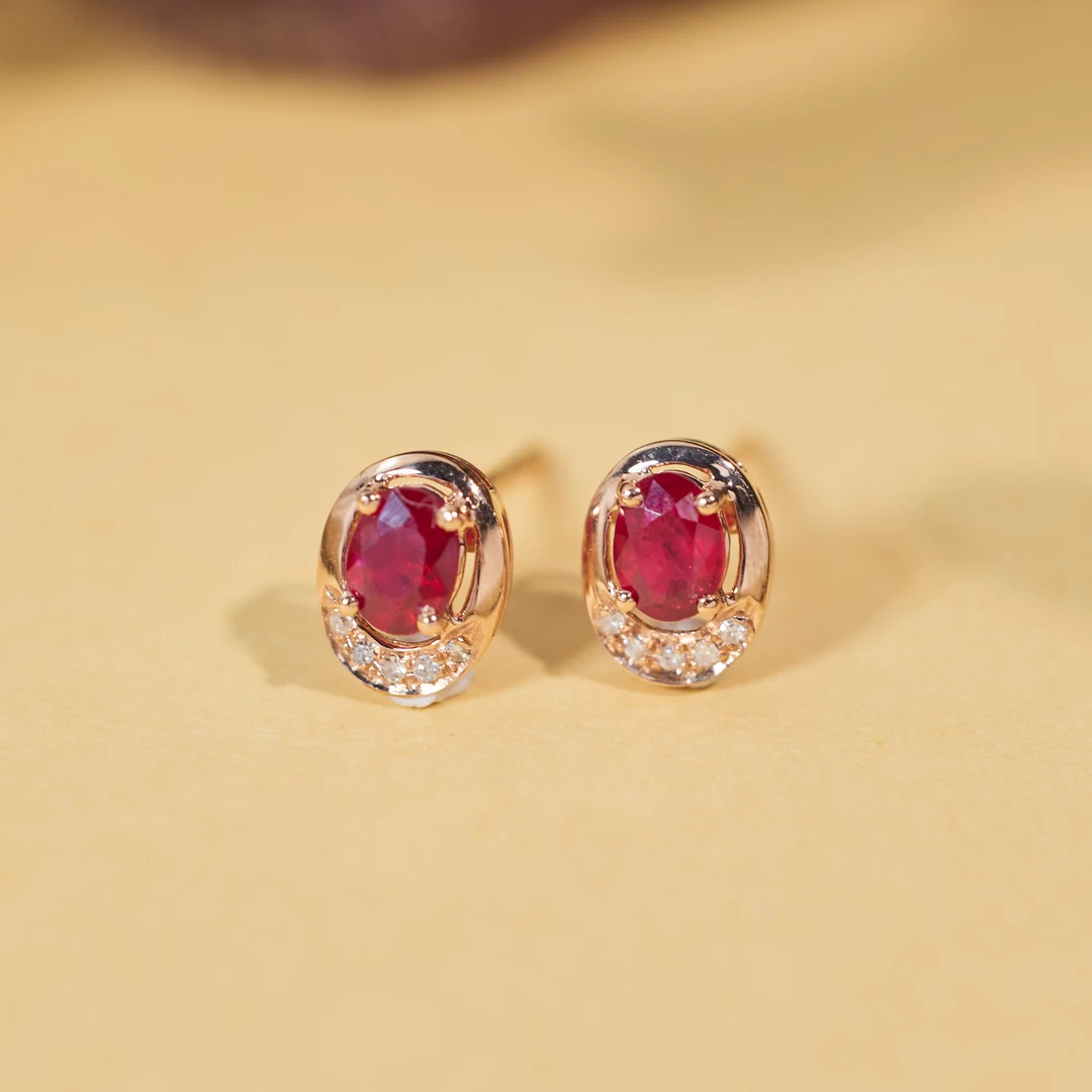 【玉峰珠宝丨安娜严选】红宝石耳钉18K金【U9525】多样性发一