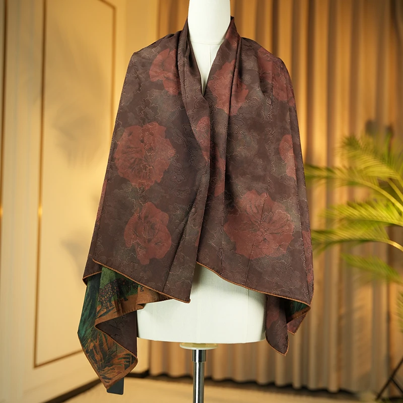 锦云梦【欣欣向荣】A353 丝巾气质时尚百搭双面中国风双层气质时尚