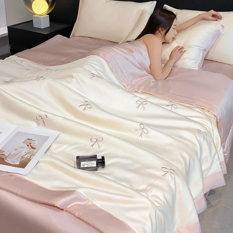 夏季可机洗冰丝夏凉被单人空调被双人薄款被子凉感夏被学生凉爽