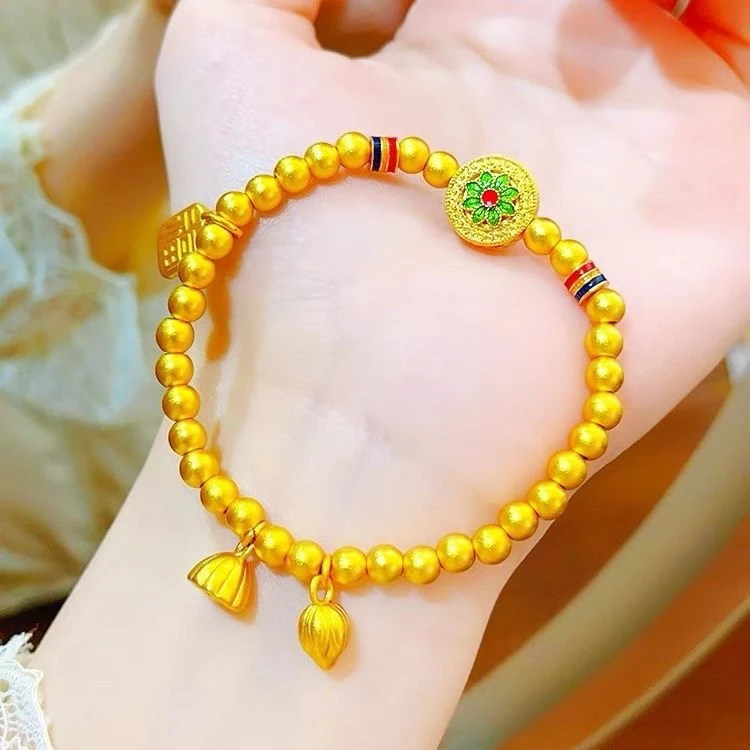 铜合金手链  【精工】烧蓝珐琅福满相花珠珠手链两世欢手串新款C0