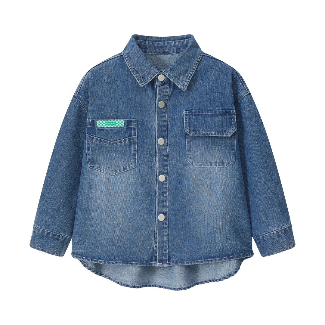 【蓝色牛仔衬衫】Meta儿童休闲软牛仔衬衫（HZ90015）