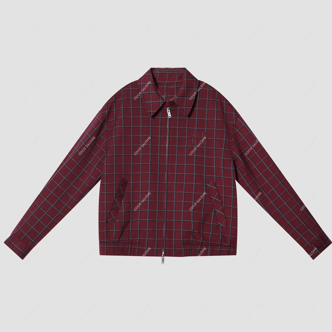 安安推荐【法兰克】平纹色格休闲经典时尚长袖外套BL-24Q9556