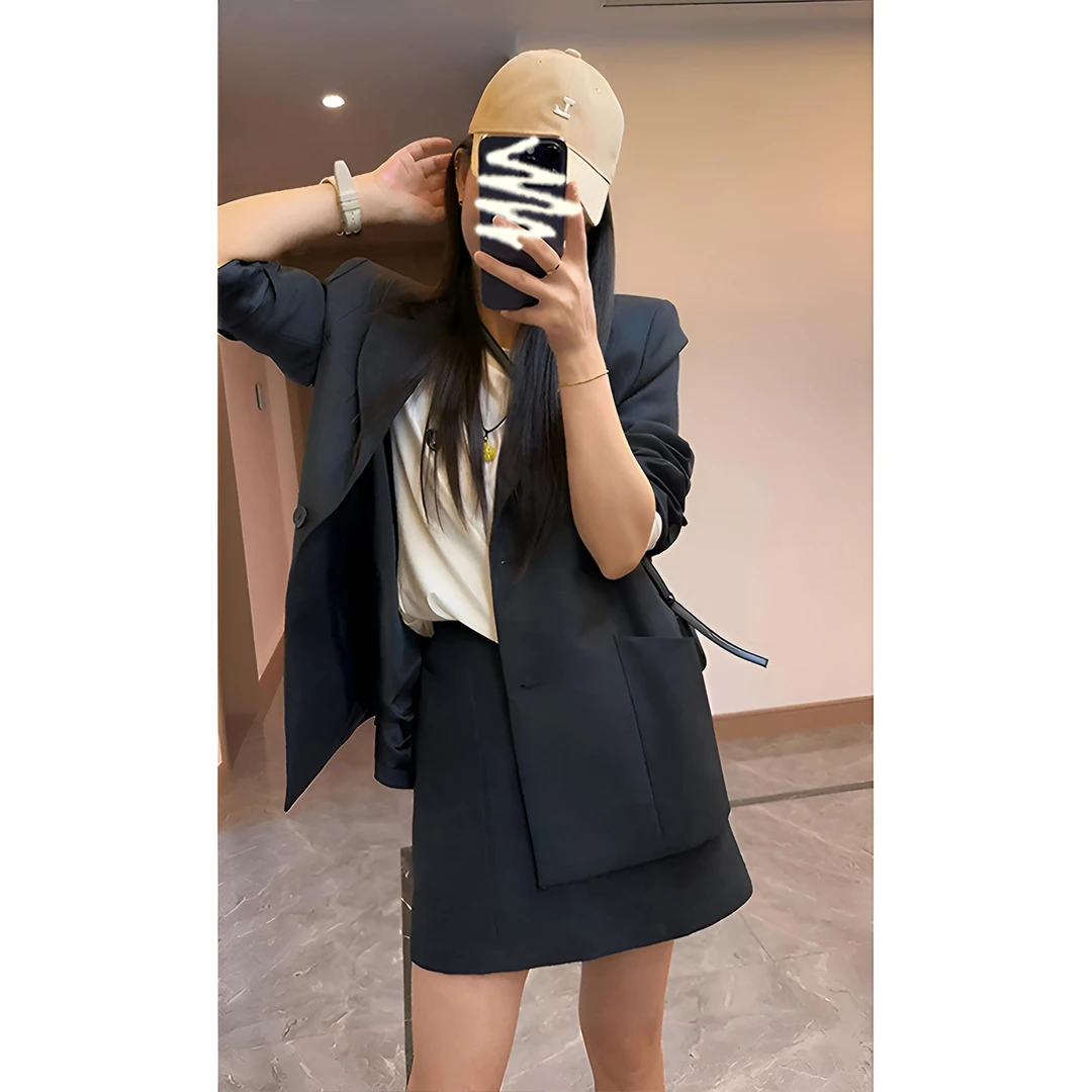 MARIE.COCO早秋新款穿搭轻职风正肩西装外套气质别致百搭半身裙子