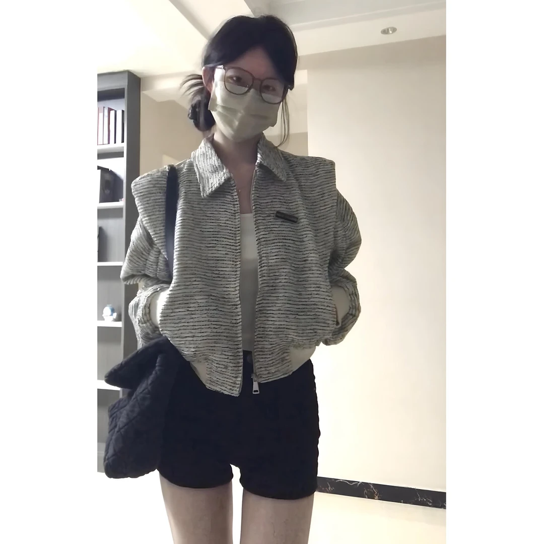 parkyeon秋冬季短款小香风外套女2024新款设计感小众翻领夹克上衣