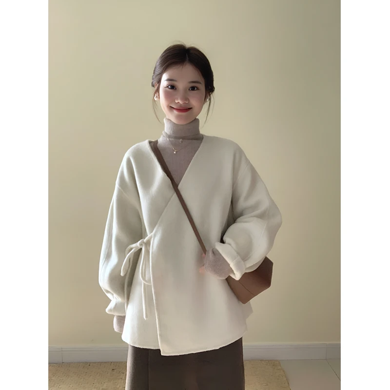 【现货】韩剧穿搭套装高级感毛呢外套针织上衣半身裙冬装搭配一整套