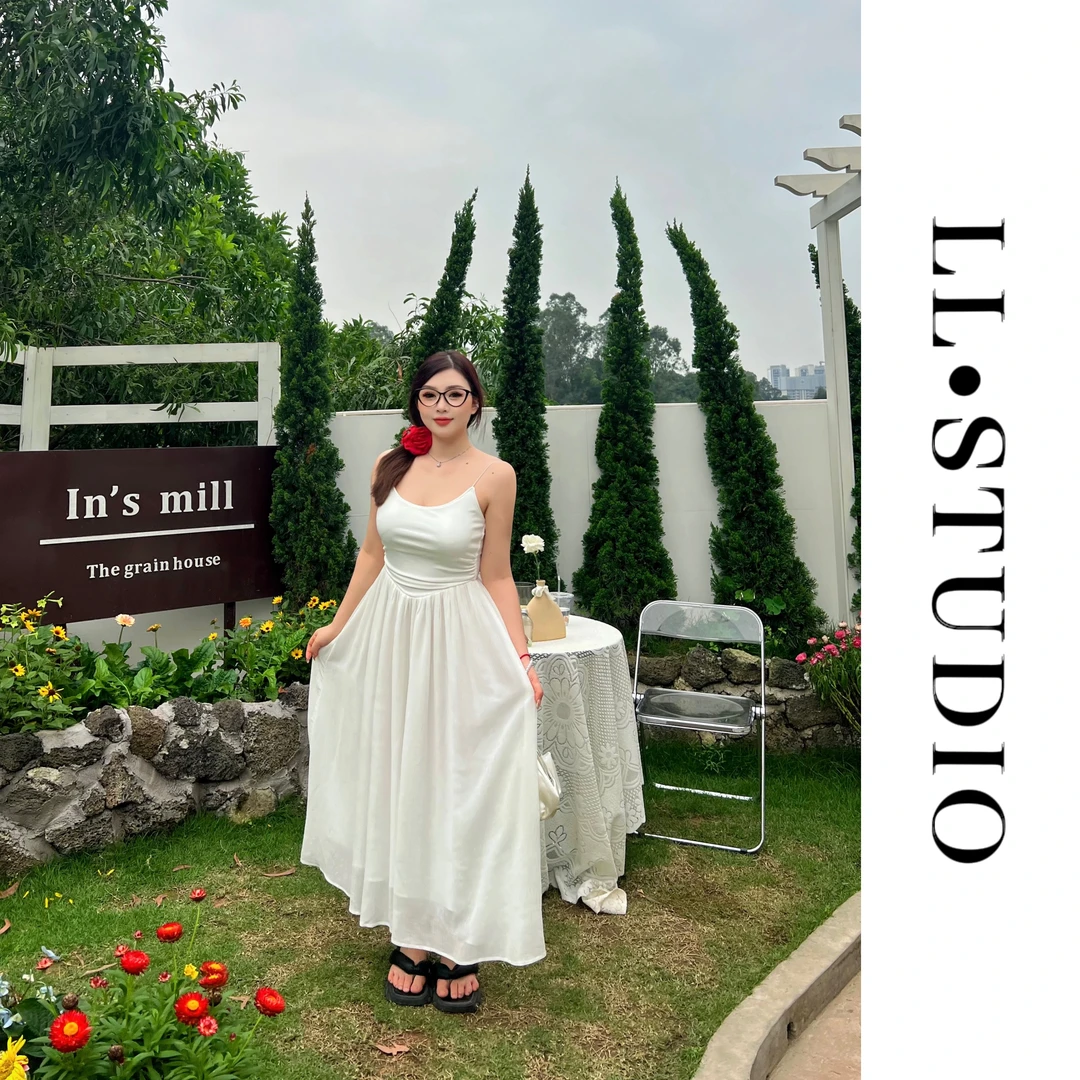 【PPEIQI】"一见倾心"微胖大码显腰身白色初恋甜妹纯欲吊带长裙