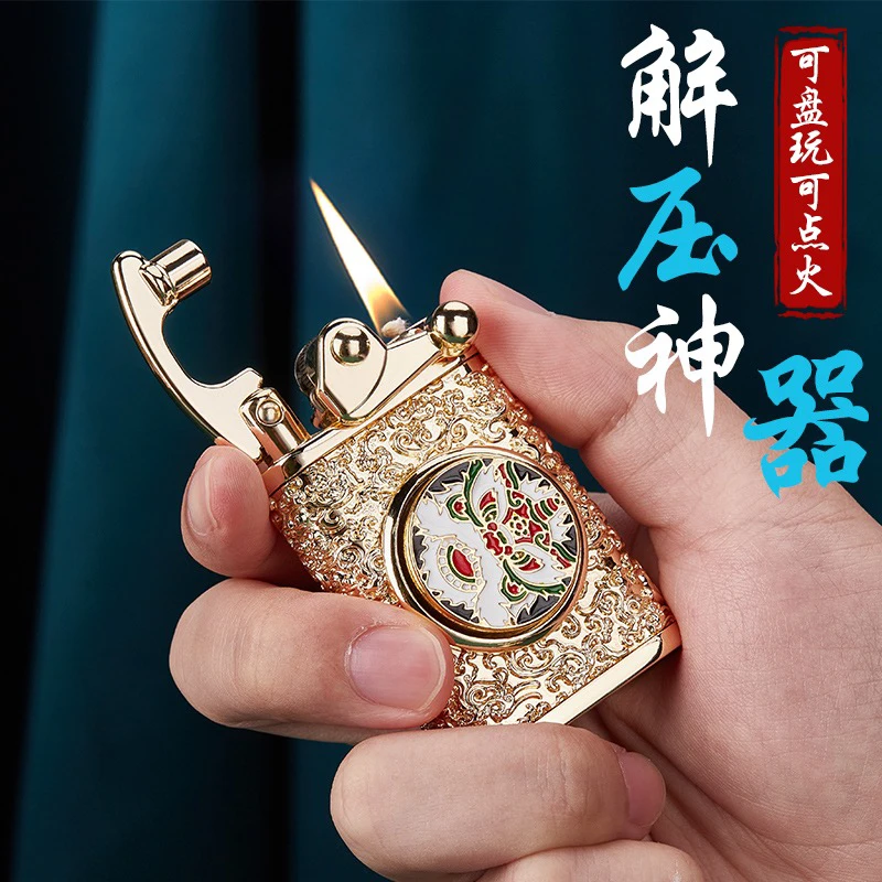 佐罗煤油打火机盔甲龙戏珠浮雕创意个性摇臂打火机转运解压