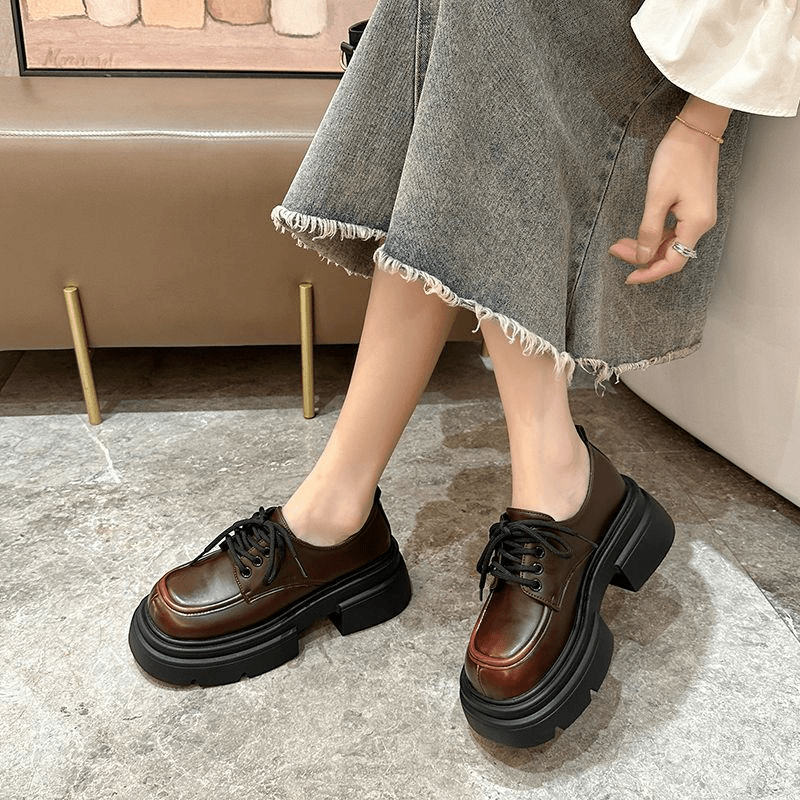 复古英伦风厚底小皮鞋女新款网红百搭单鞋玛丽珍乐福鞋春秋时尚
