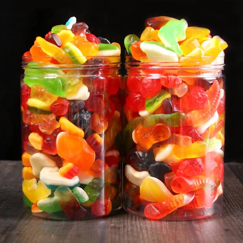 儿童彩色糖果零食批发网红qq软糖罐装水果味酸砂橡皮糖芒果小熊