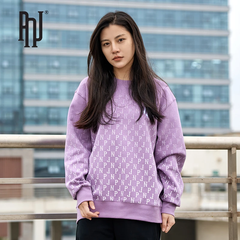 PNJ新款潮流男女休闲时尚百搭渐变秋冬长袖圆领情侣卫衣PK3DW202