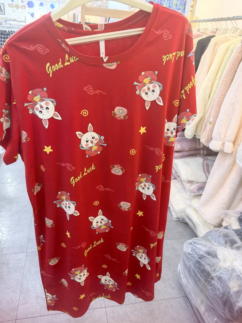 3361款新年红色短袖裙