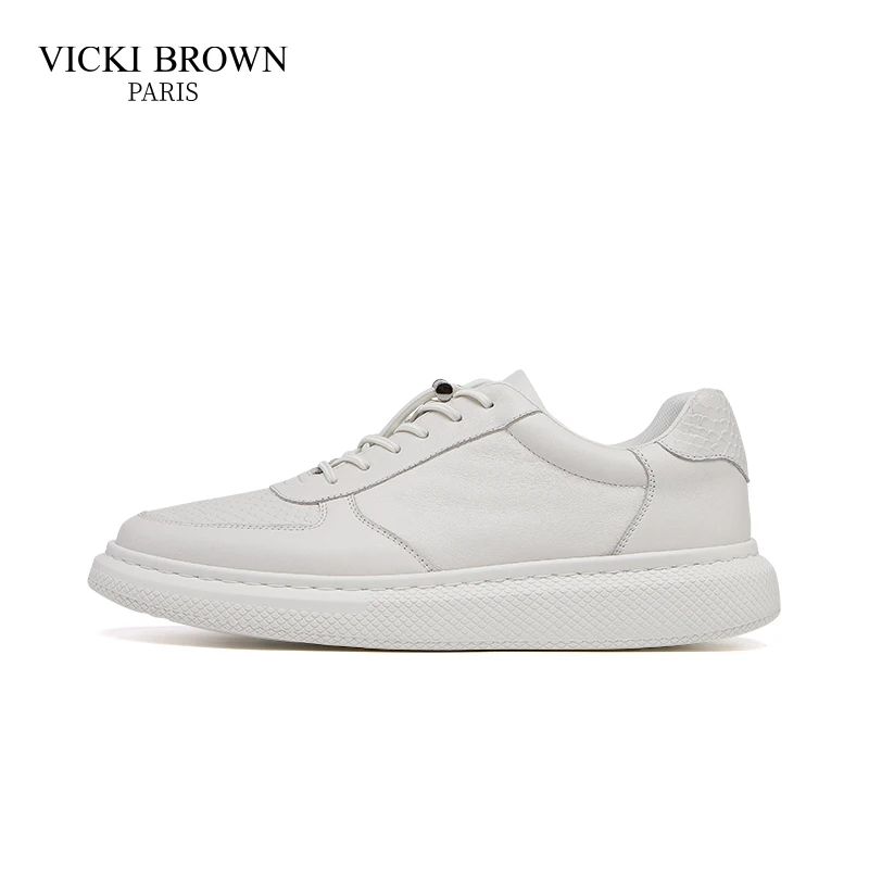 VICKI BROWN正品男士鞋轻奢百搭低帮板鞋时尚舒适轻便休闲白色鞋