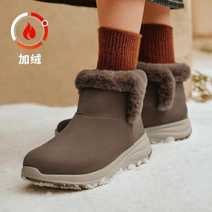 Skechers斯凯奇2024年秋季新款女子中帮靴雪地靴百搭短筒靴144775