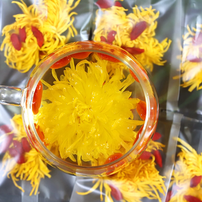 p菊花茶菊花枸杞茶金丝皇菊枸杞茶一朵一杯清新香气透亮