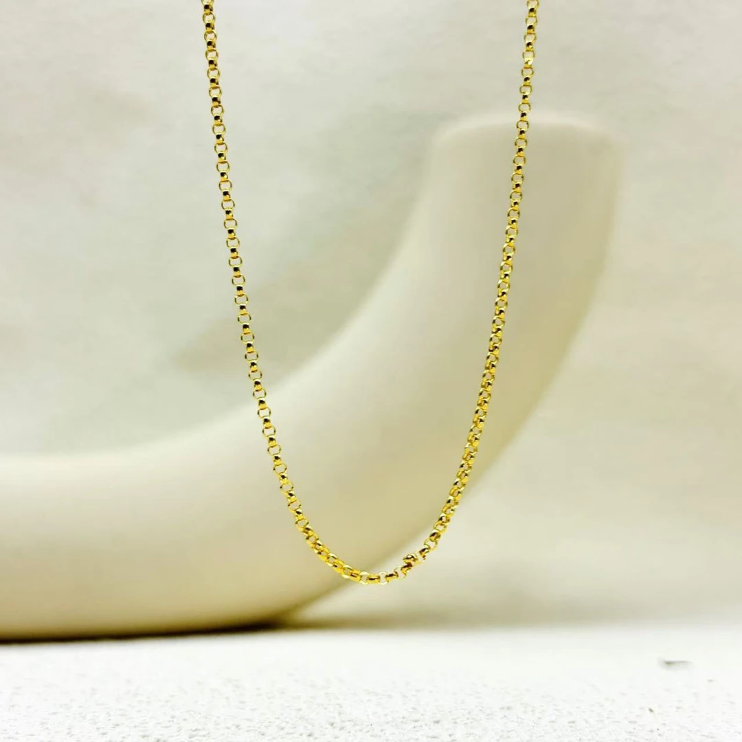 18K金万能抽拉毛衣实心豆豆链1176#60cm