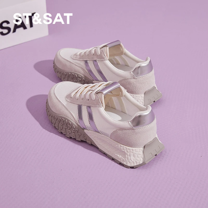 星期六运动跑步鞋女款厚底增高百搭舒适休闲老爹鞋低帮复古德训鞋