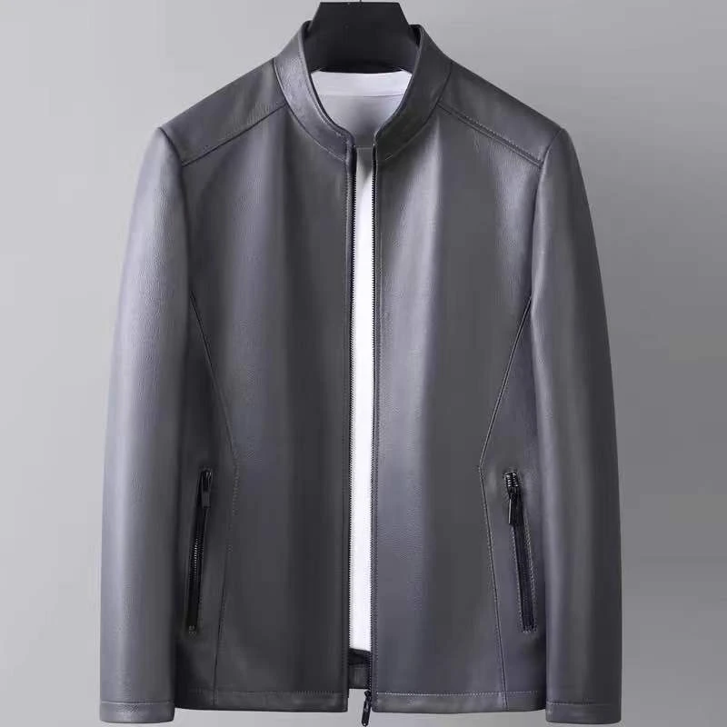 春秋新款男海宁真皮衣百分百头层山羊皮立领夹克时尚外套厂家直销