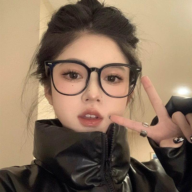 网红大框近视眼镜女可配度数复古黑框素颜神器眼镜框架大脸显瘦潮