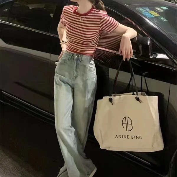 2024新款条纹欧美风减龄时髦流行色T恤