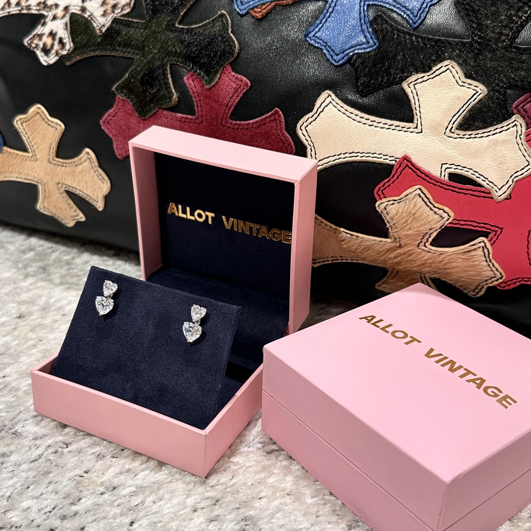 925银合成锆石耳饰 blingbling双爱心耳坠
