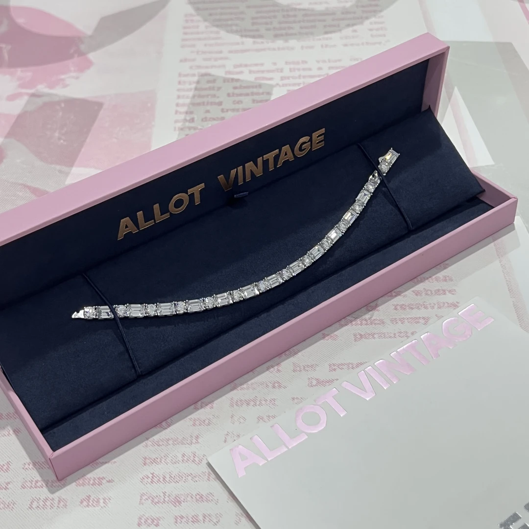 925银合成锆石手链 blingbling超闪方糖圆形手链