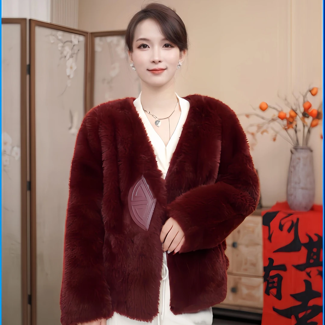 【Keke专属】新款网红时尚气质百搭宽松毛绒皮毛一体外套冬季