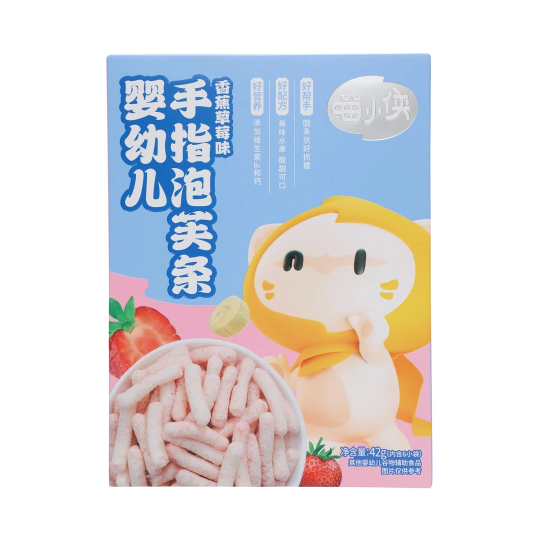 喵小侠婴幼儿手指泡芙条香蕉草莓味 42g