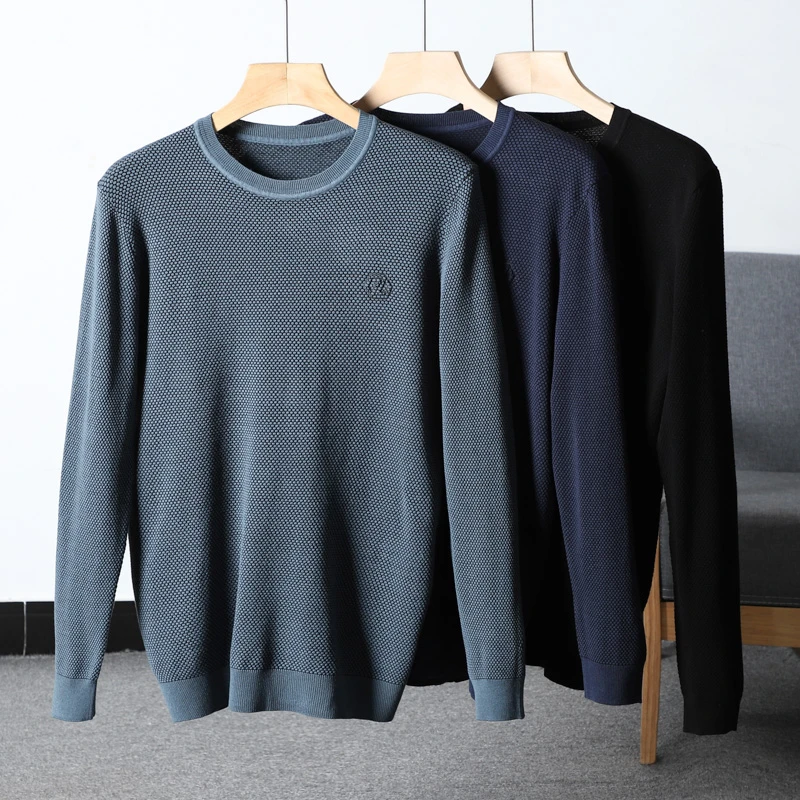 高端肌理针织工艺！男装圆领春季打底衫